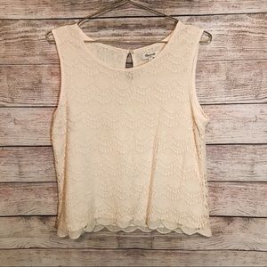 Madewell White Ruffled Textured Blouse